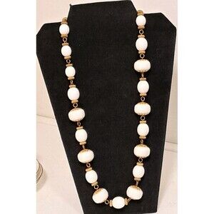 Vintage White Plastic Bead Necklace 28"